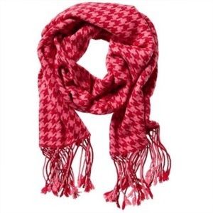 Banana Republic Red & Pink Houndstooth Scarf